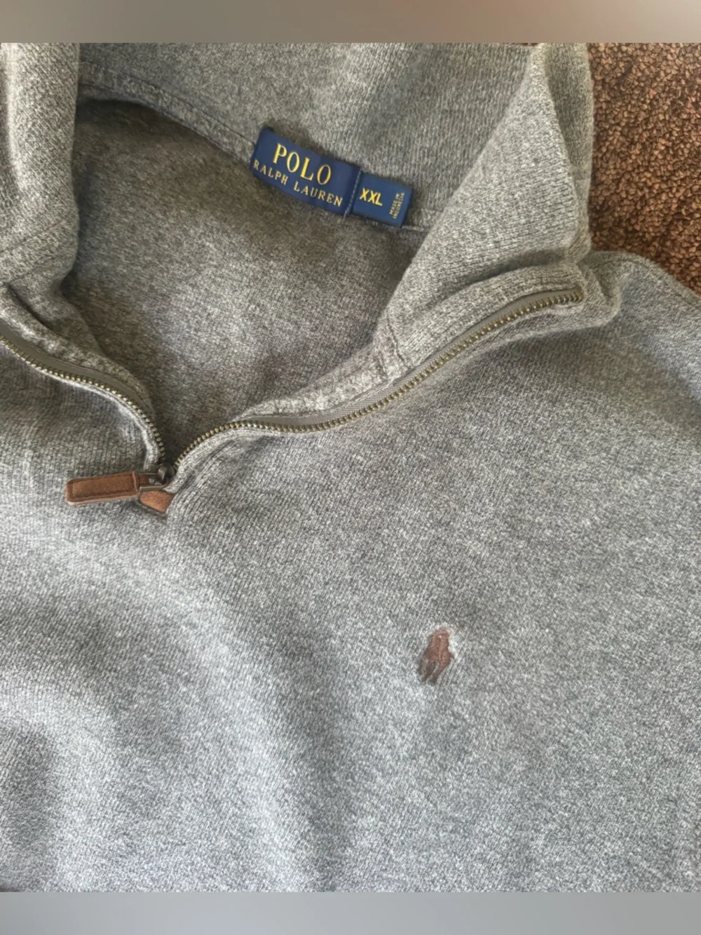 Polo by Ralph Lauren Gray Quarter -Zip Pullover Sweater - Men’s XXL - Picture 3 of 7